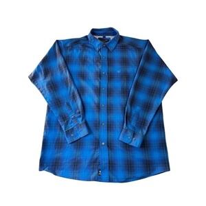 Ariat Pro Series Mens L Blue Ombre Plaid Long Sleeve Western Button Down Shirt
